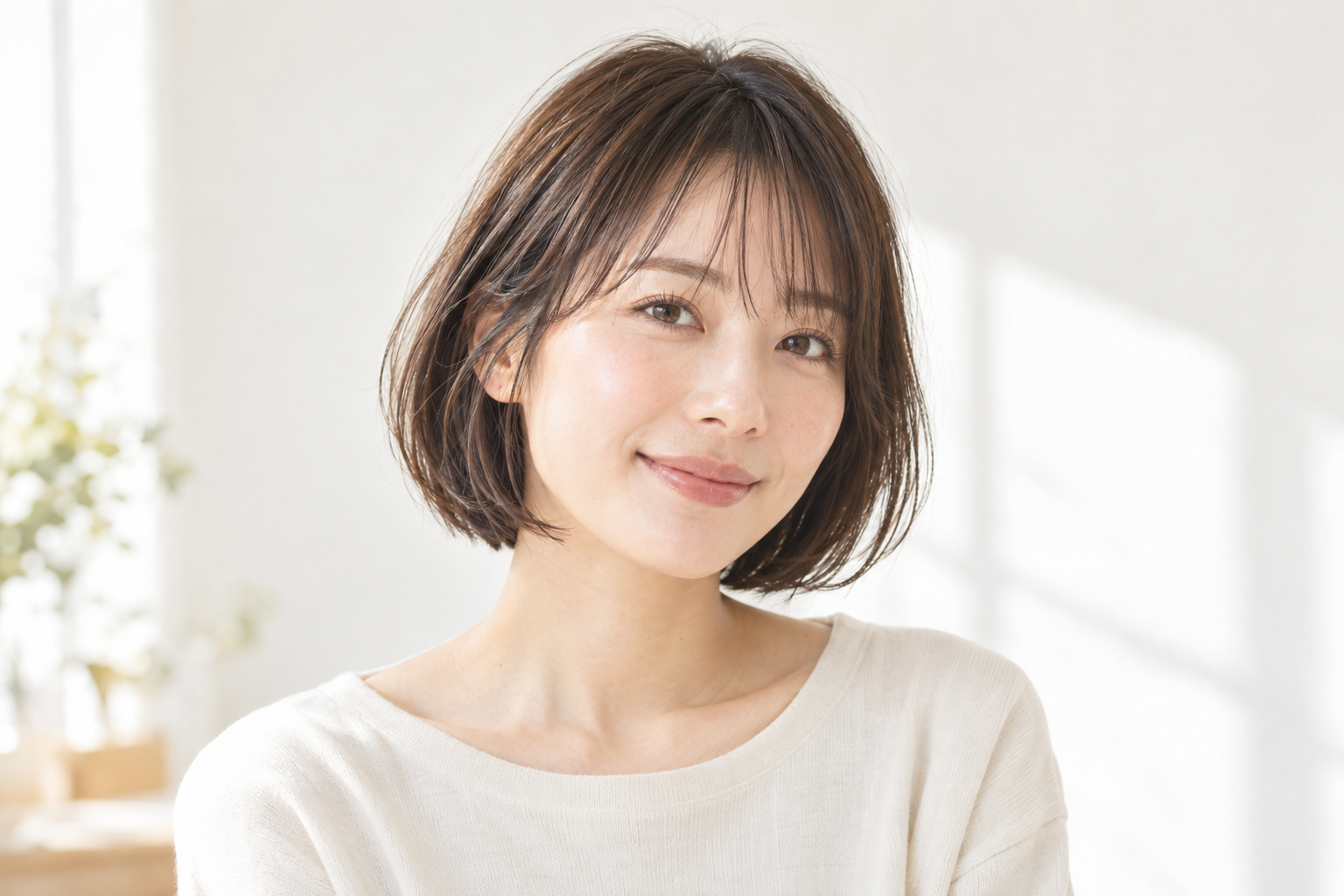 軽やかな眉丈の前髪とボブヘアのイメージ